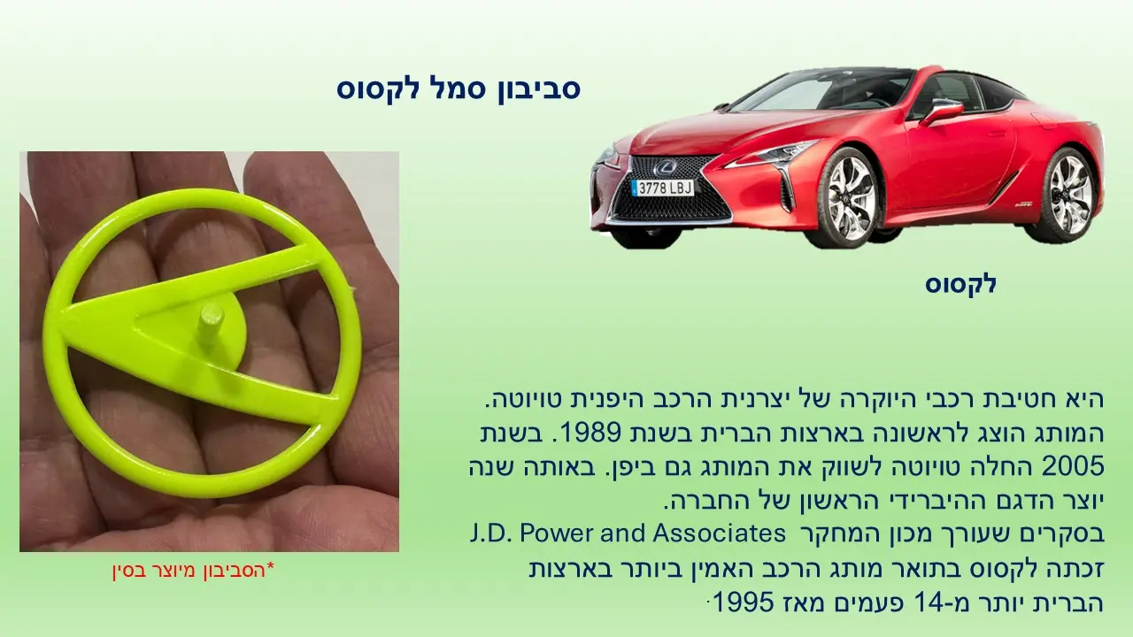 סביבון פלסטיק ממדפסת 3D סמל מכונית לקסוס