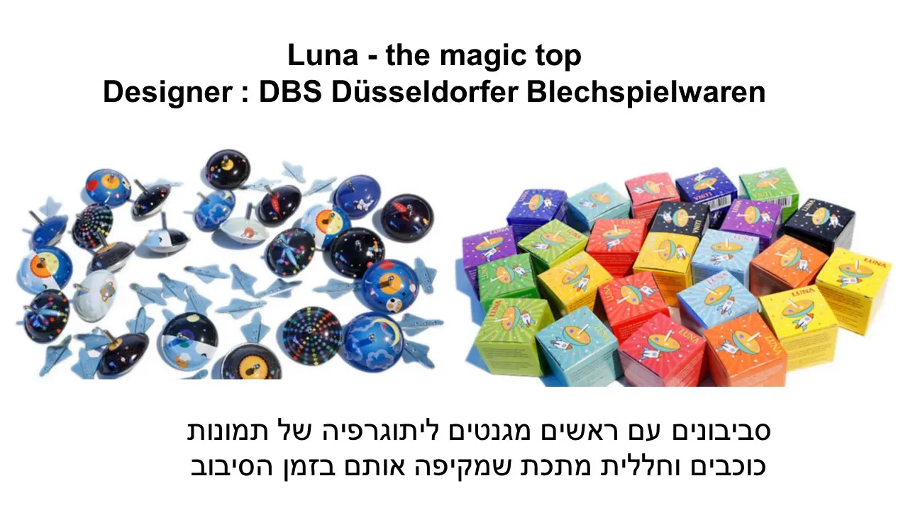 סביבון LUNA מגנטי עם חללית שרכשתי ומסתובב  כמו סביבון הנחש