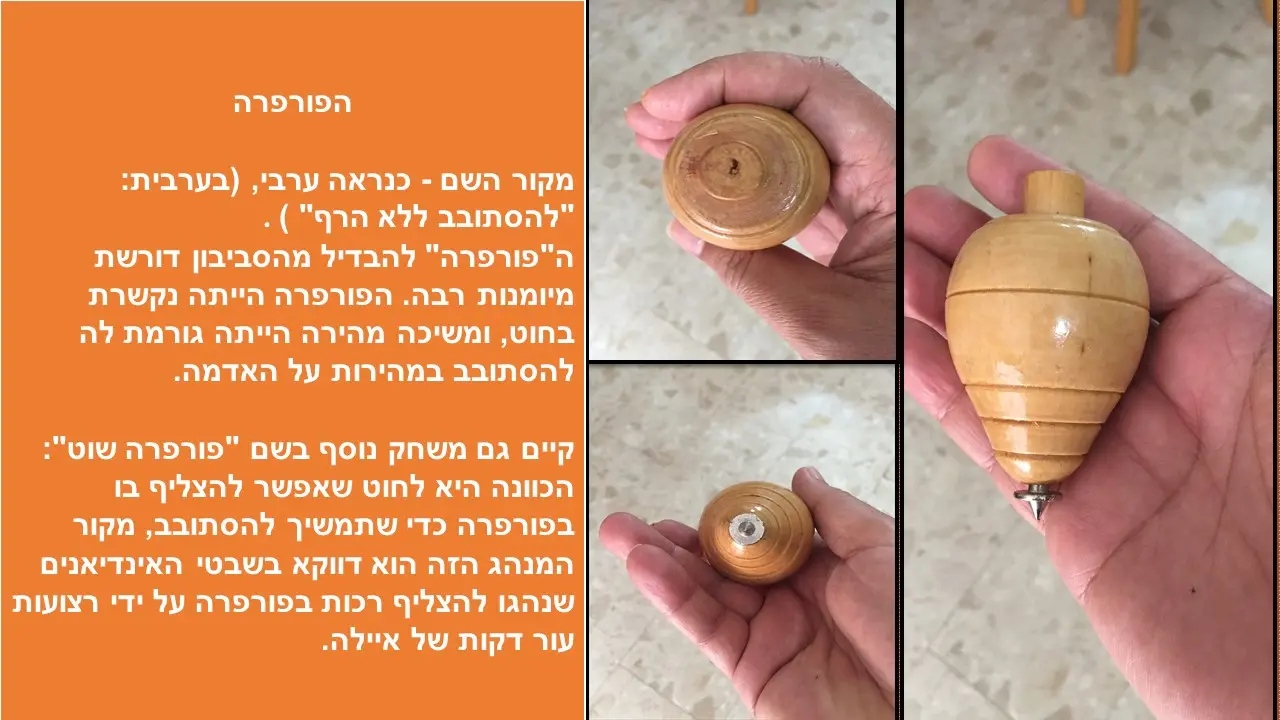 סביבון קטן (פורפרה) עם משגר חוט מישראל