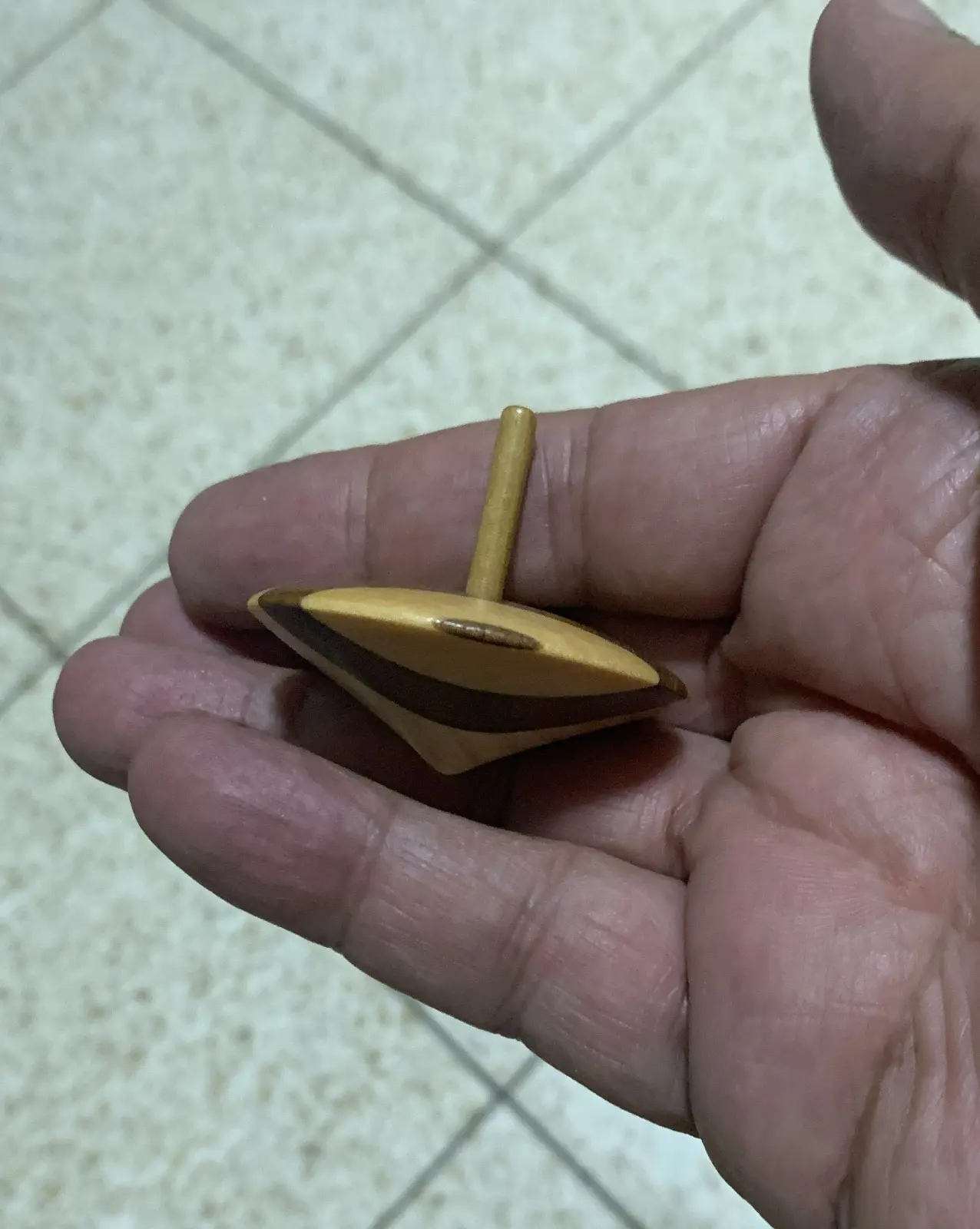 סביבון מעץ מייפל (דובדבן) ואגוז שזורים זה בזה
