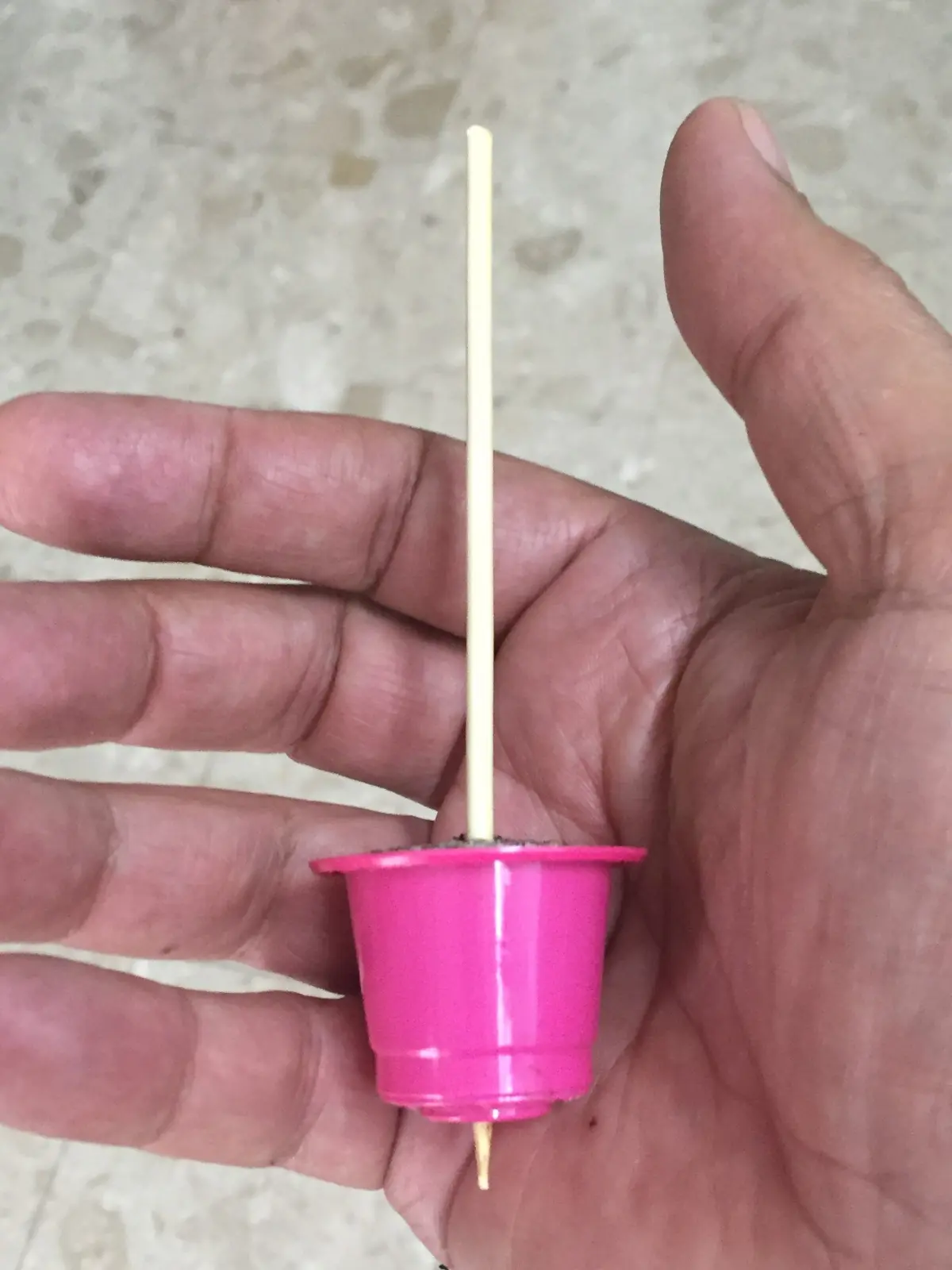 סביביבון מקפסולת קפה וקיסם עץ